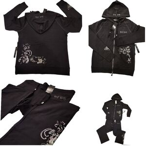 BCBG 2 Piece Tracksuit Floral Rhinestone Design, L, NWT